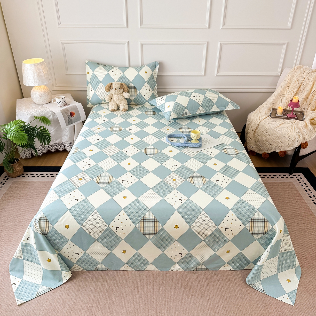 壹贝家纺 2026新款全棉喷气印花床单系列 星空