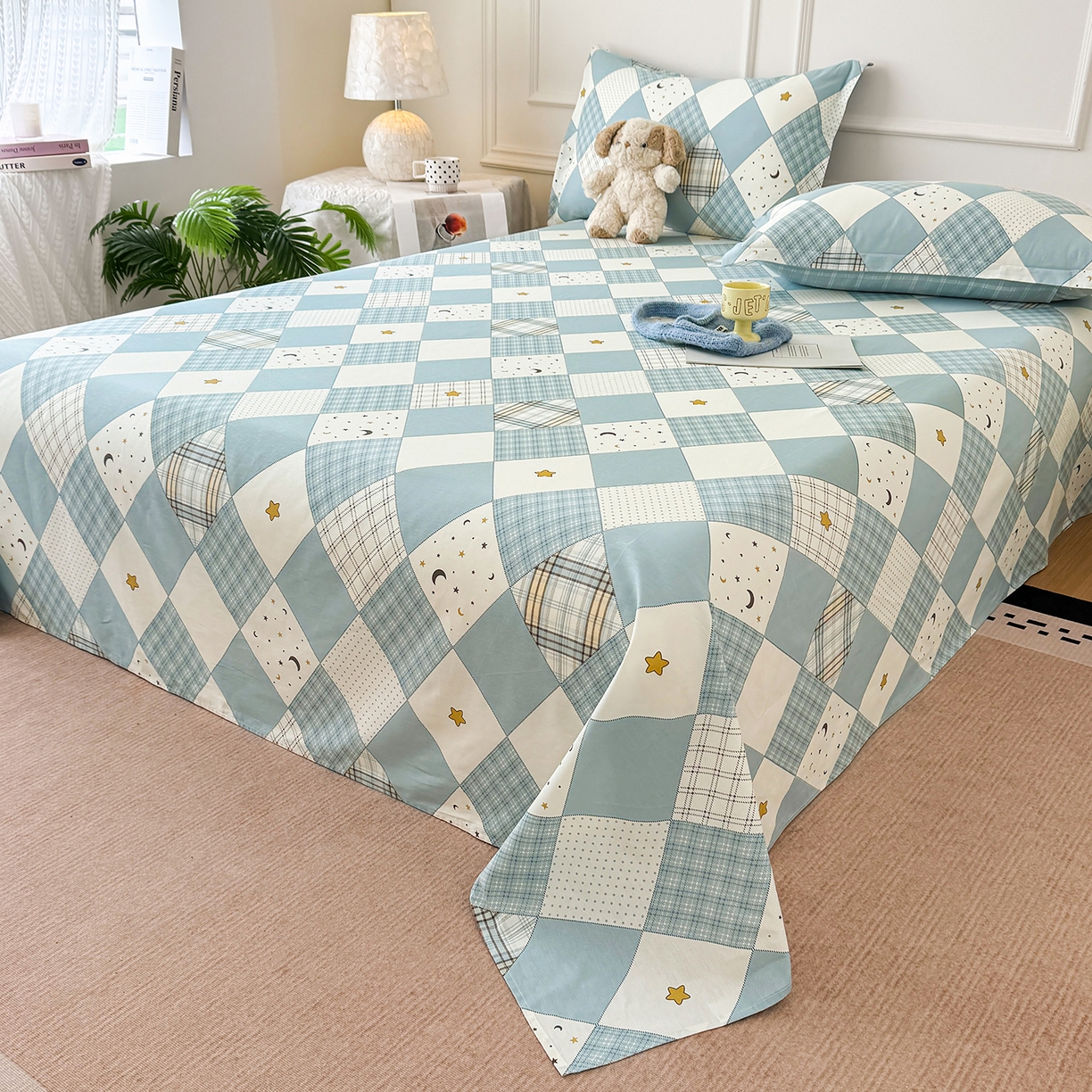 91家纺网 家纺一手货源 找家纺 壹贝家纺 2026新款全棉喷气印花床单系列 星空