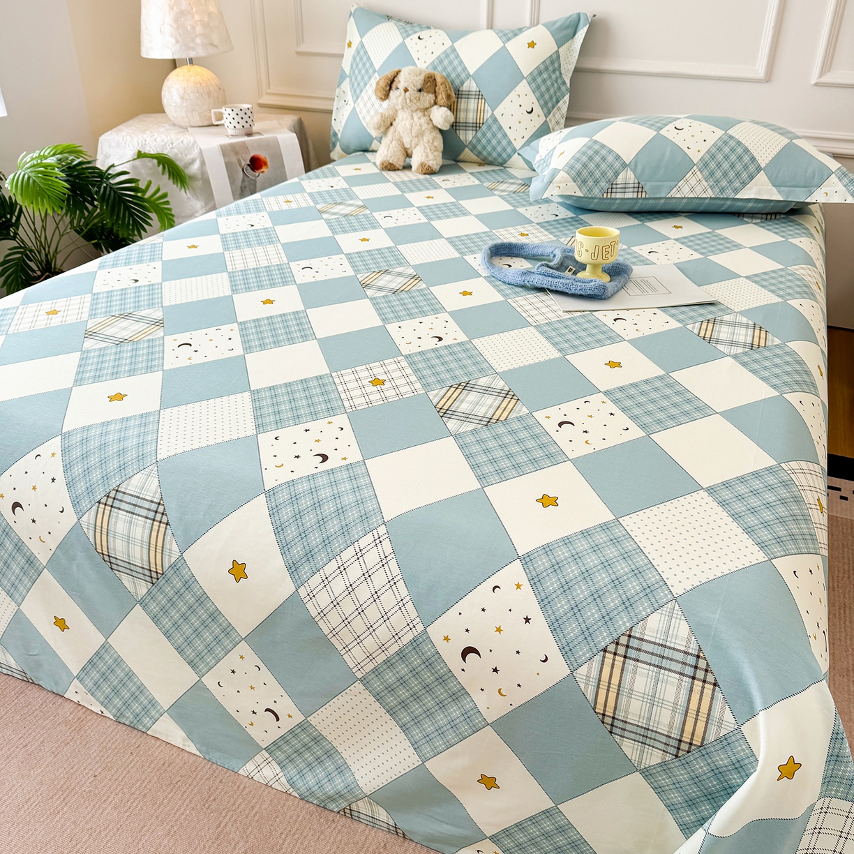 91家纺网 家纺一手货源 找家纺 壹贝家纺 2026新款全棉喷气印花床单系列 星空