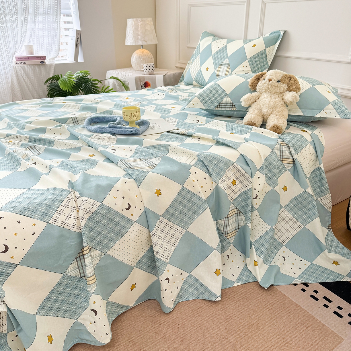 91家纺网 家纺一手货源 找家纺 壹贝家纺 2026新款全棉喷气印花床单系列 星空