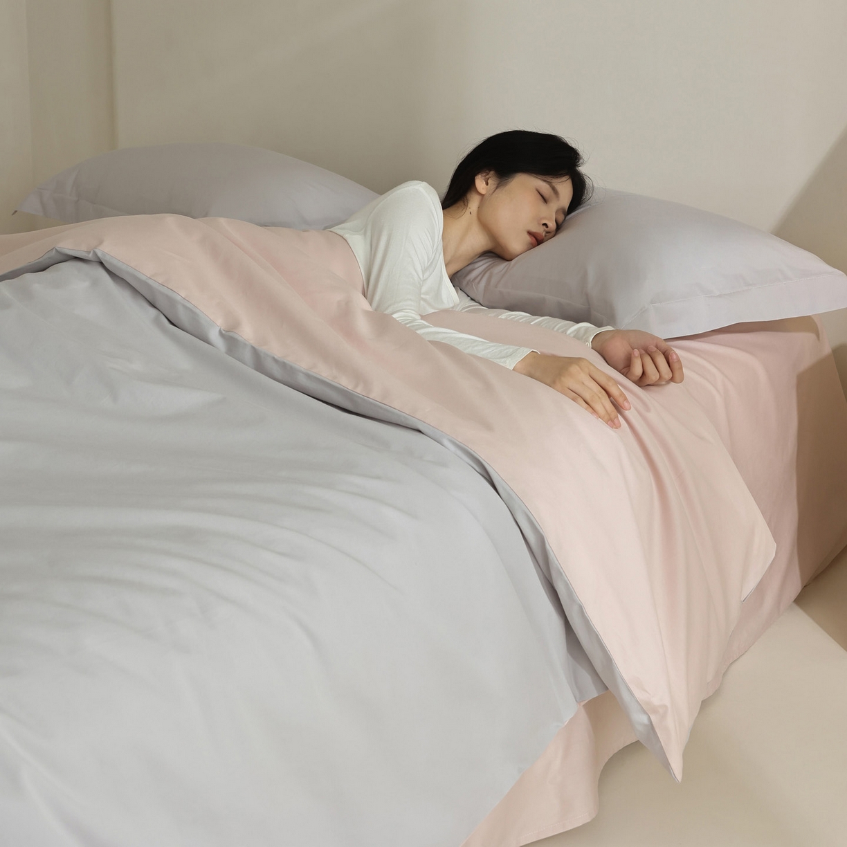 91家纺网 家纺一手货源 找家纺 （总）万盛家纺 2026新款全棉40支极简风拼色四件套（无影墙风格）