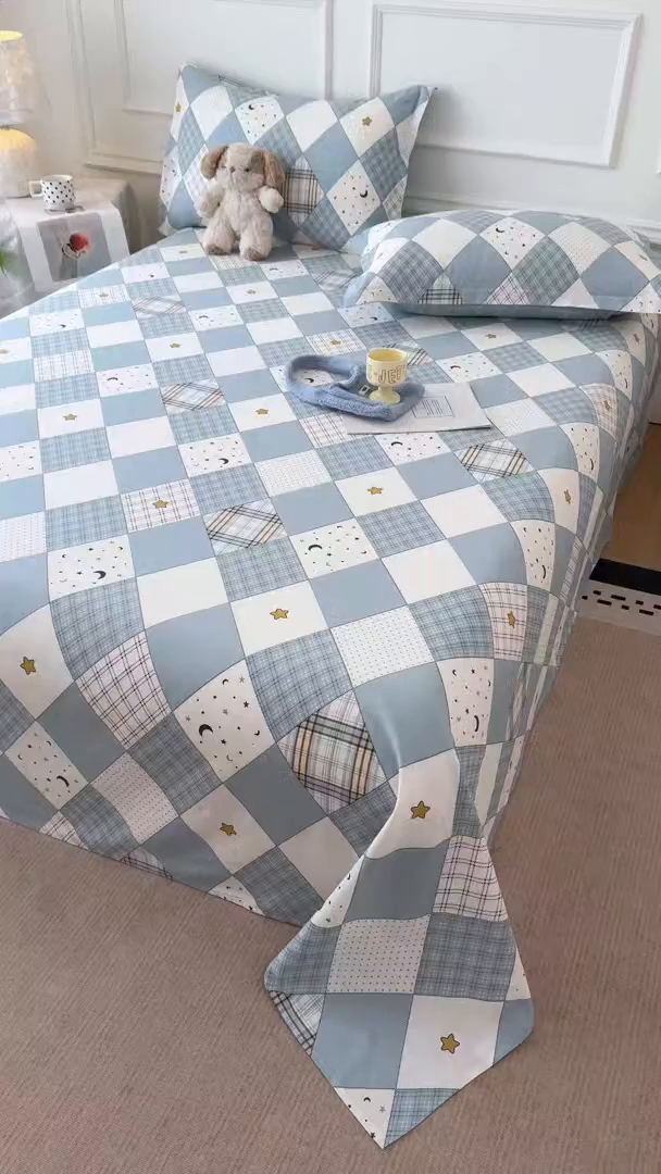 91家纺网 家纺一手货源 找家纺 壹贝家纺 2026新款全棉喷气印花床单系列 星空