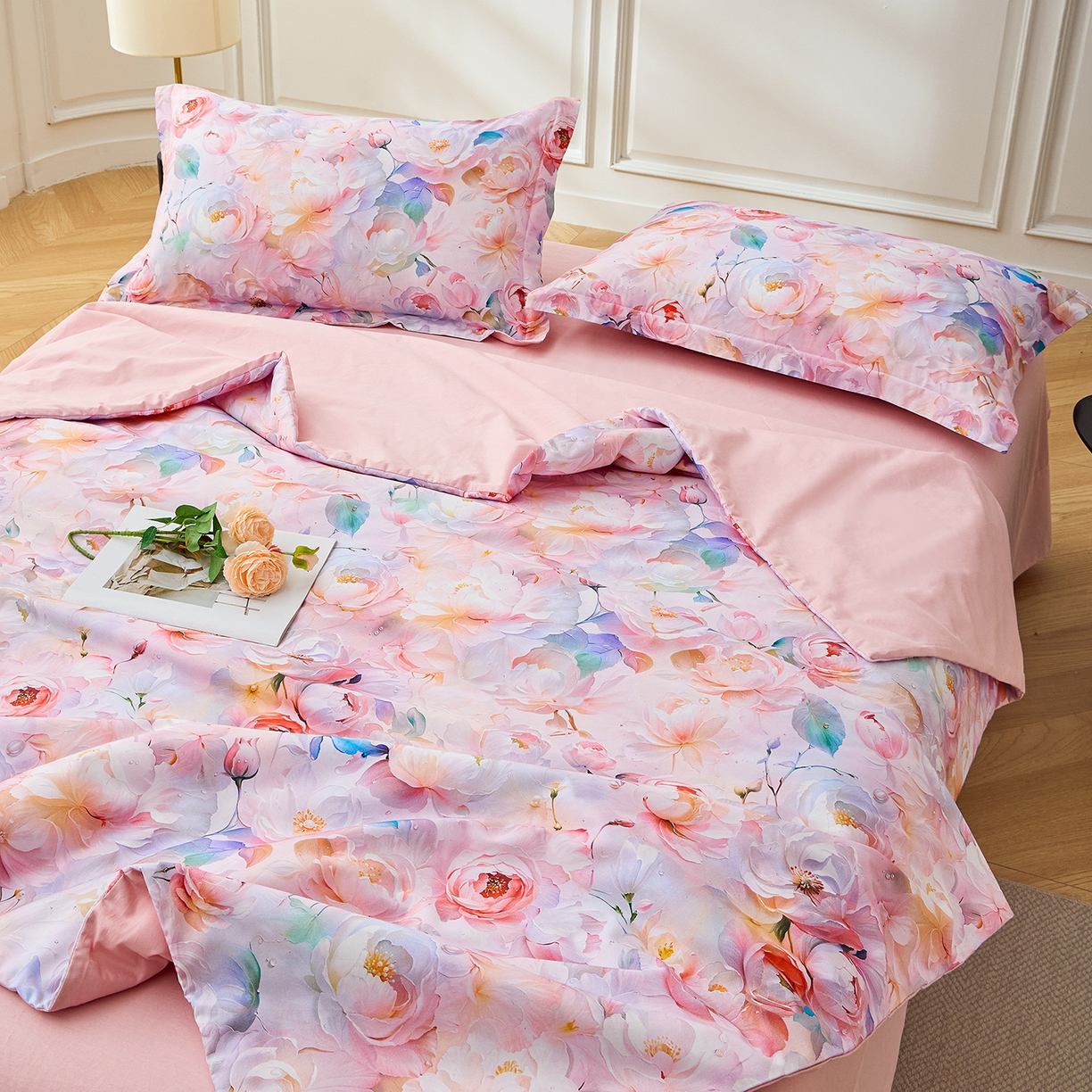 91家纺网 家纺一手货源 找家纺 元元家居（元元被业） 2026新款全棉纯棉13372印花两用夏被夏凉被空调被 凝珠