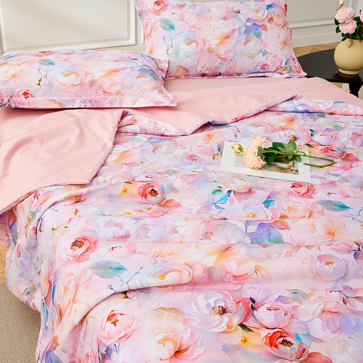 91家纺网 家纺一手货源 找家纺 元元家居（元元被业） 2026新款全棉纯棉13372印花两用夏被夏凉被空调被 凝珠