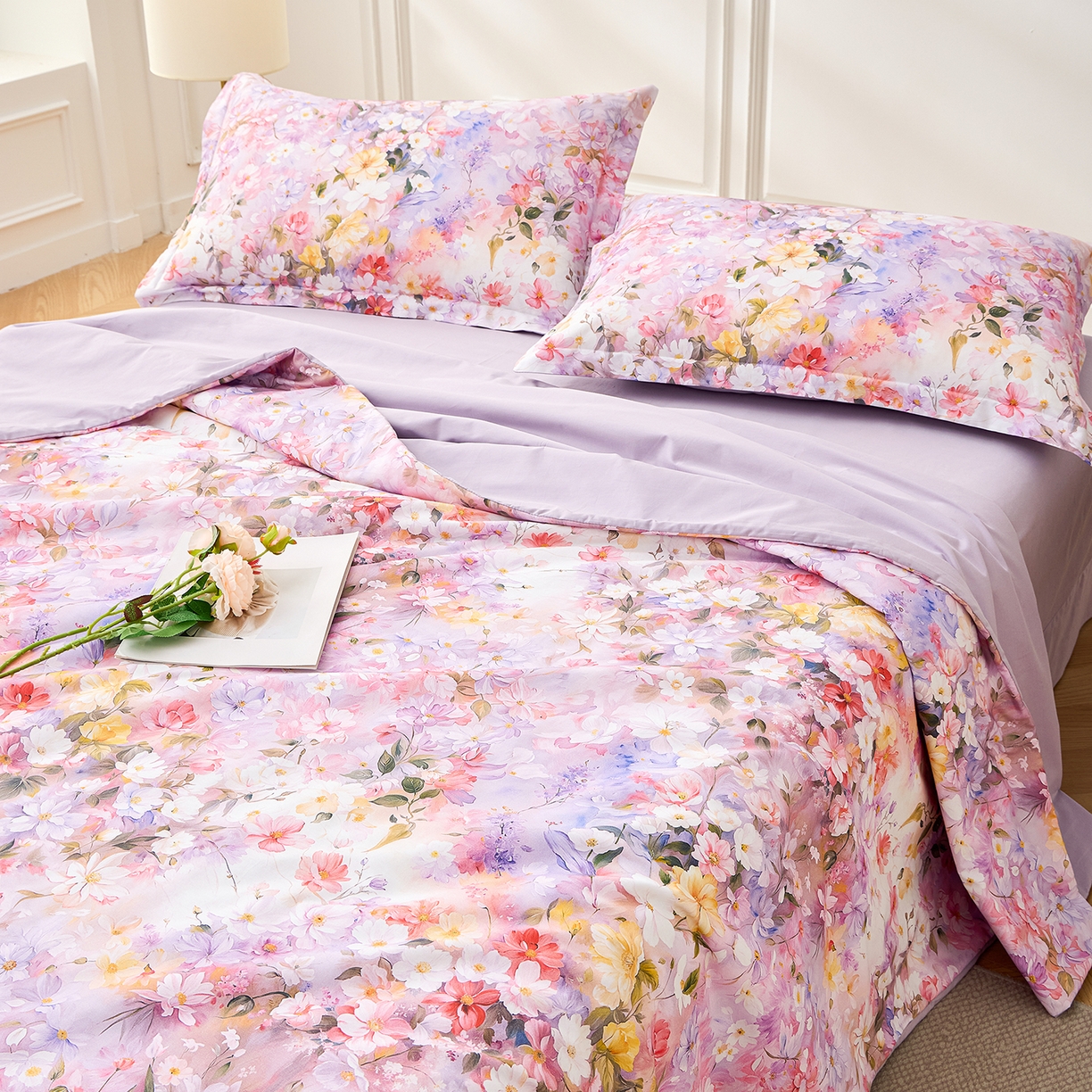 91家纺网 家纺一手货源 找家纺 元元家居（元元被业） 2026新款全棉纯棉13372印花两用夏被夏凉被空调被 闪亮