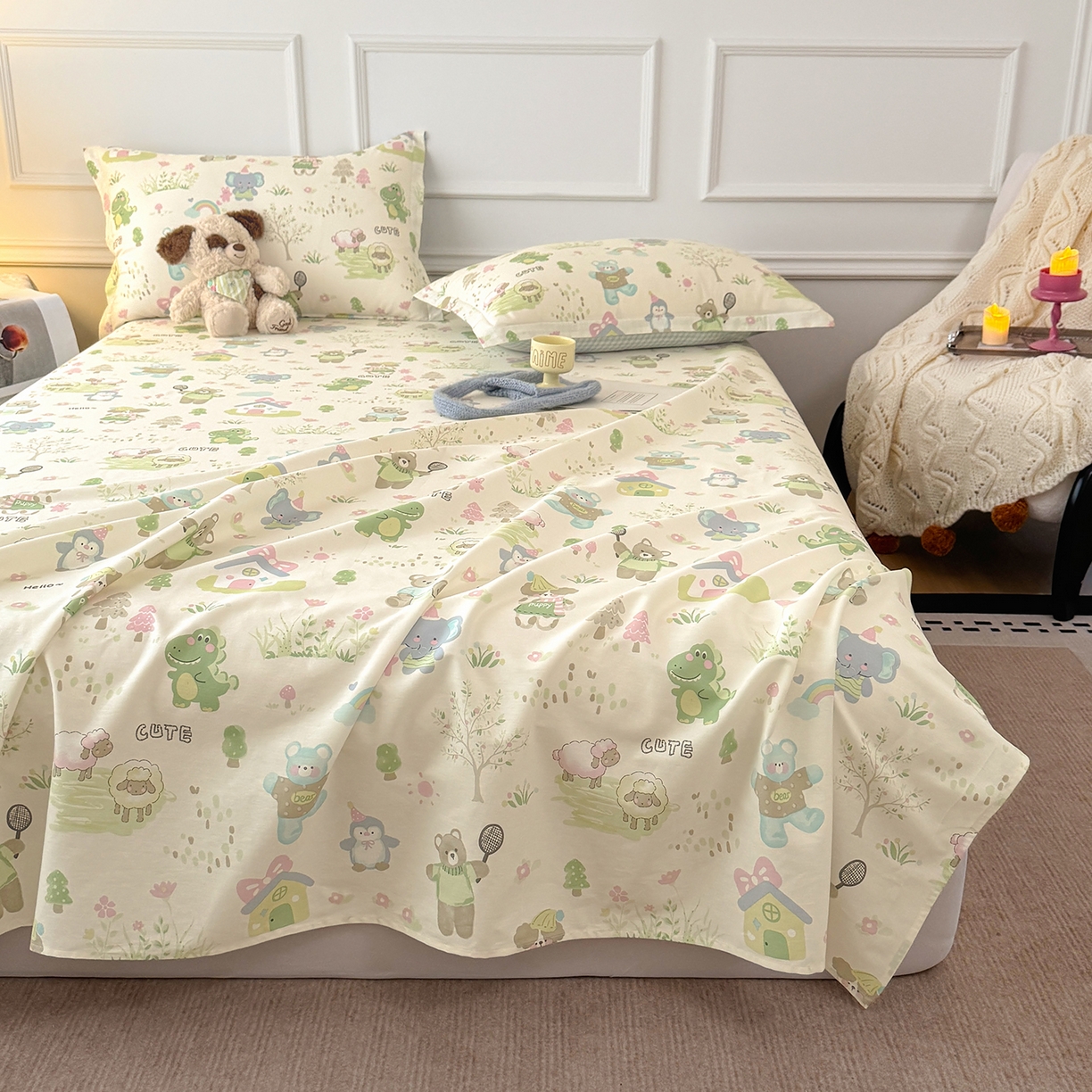 91家纺网 家纺一手货源 找家纺 壹贝家纺 2026新款全棉喷气印花床单系列 幸福之家