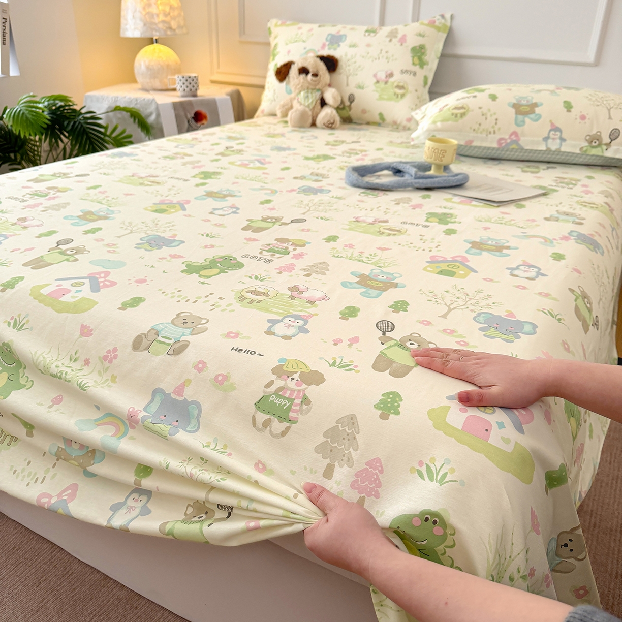 91家纺网 家纺一手货源 找家纺 壹贝家纺 2026新款全棉喷气印花床单系列 幸福之家