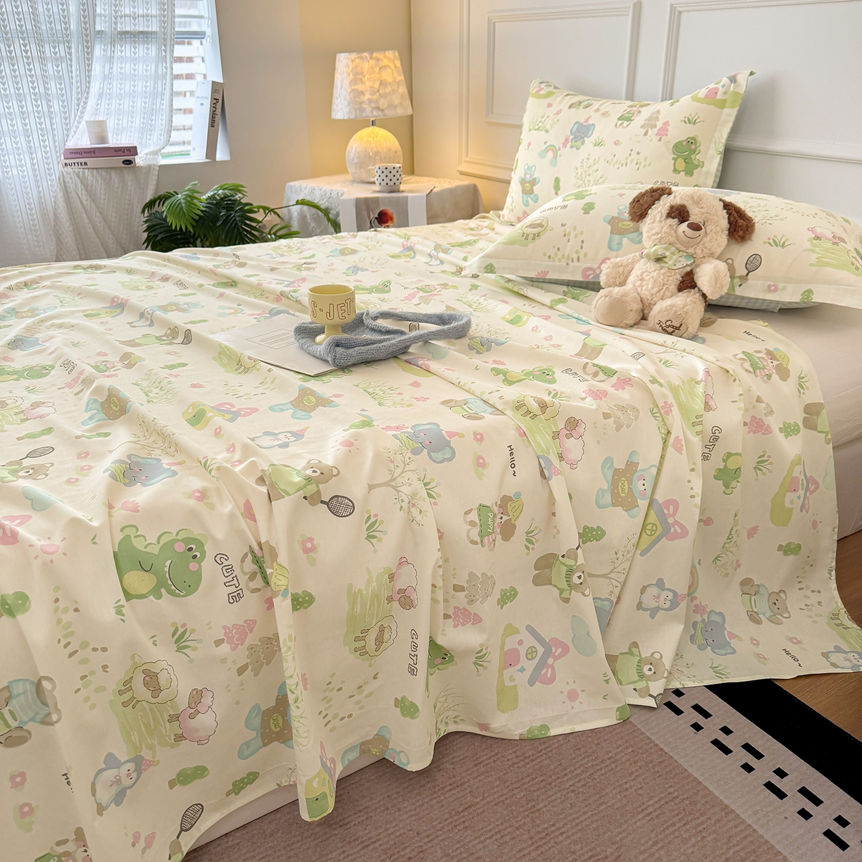 91家纺网 家纺一手货源 找家纺 壹贝家纺 2026新款全棉喷气印花床单系列 幸福之家