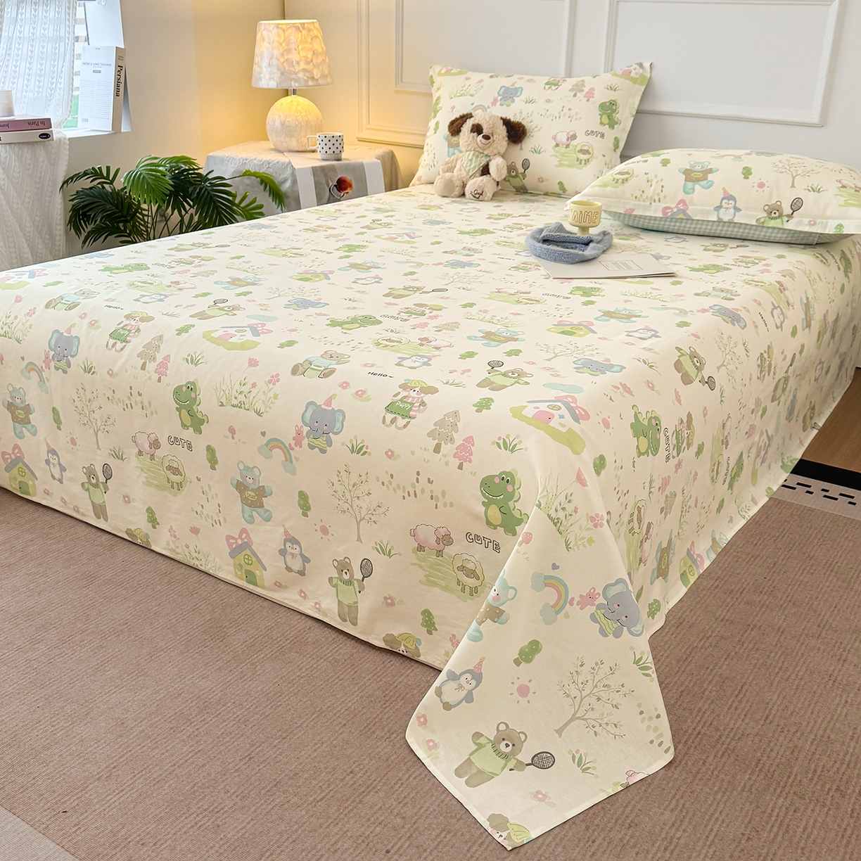 91家纺网 家纺一手货源 找家纺 壹贝家纺 2026新款全棉喷气印花床单系列 幸福之家