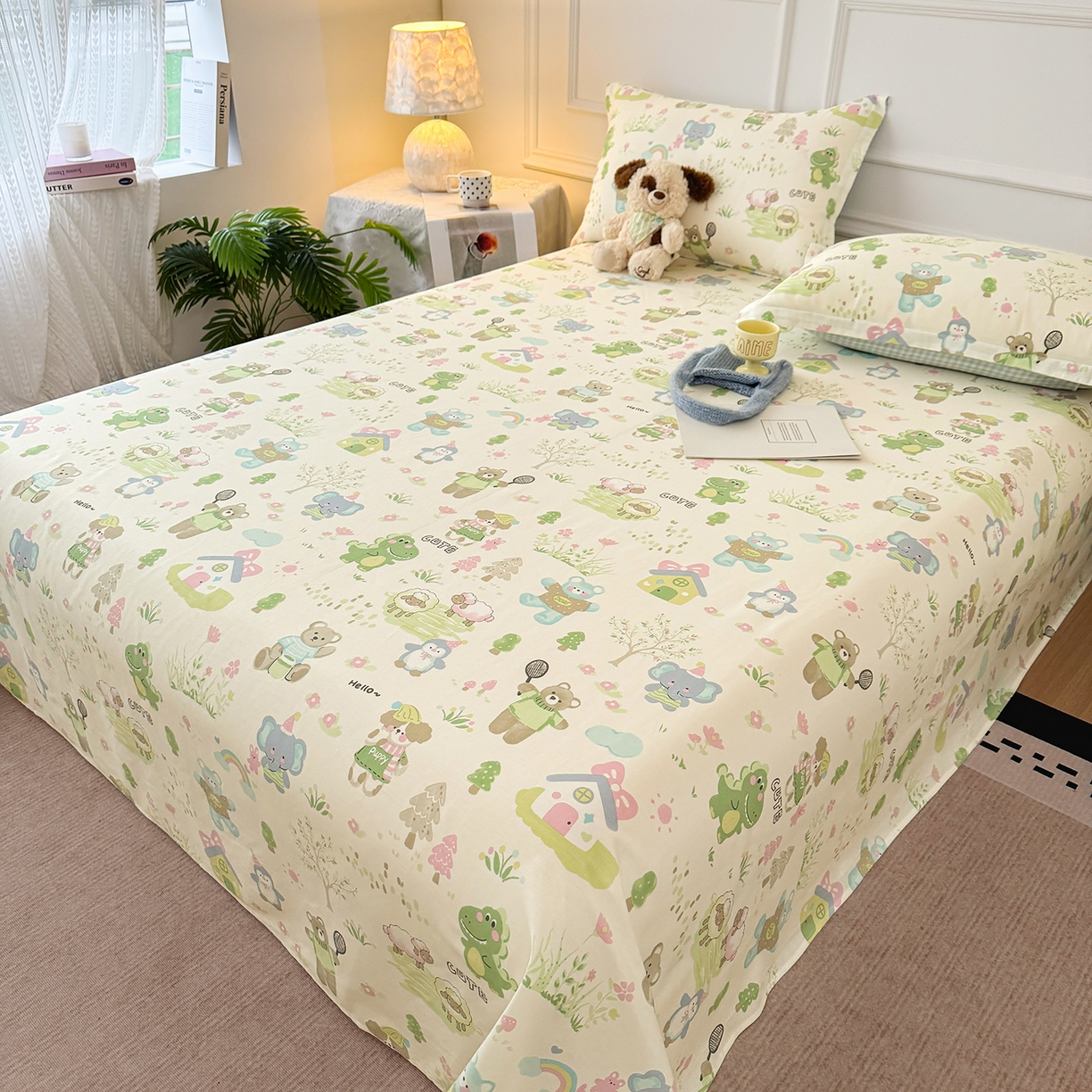 91家纺网 家纺一手货源 找家纺 壹贝家纺 2026新款全棉喷气印花床单系列 幸福之家