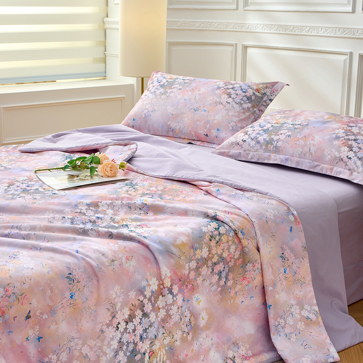 91家纺网 家纺一手货源 找家纺 元元家居（元元被业） 2026新款全棉纯棉13372印花两用夏被夏凉被空调被 时光