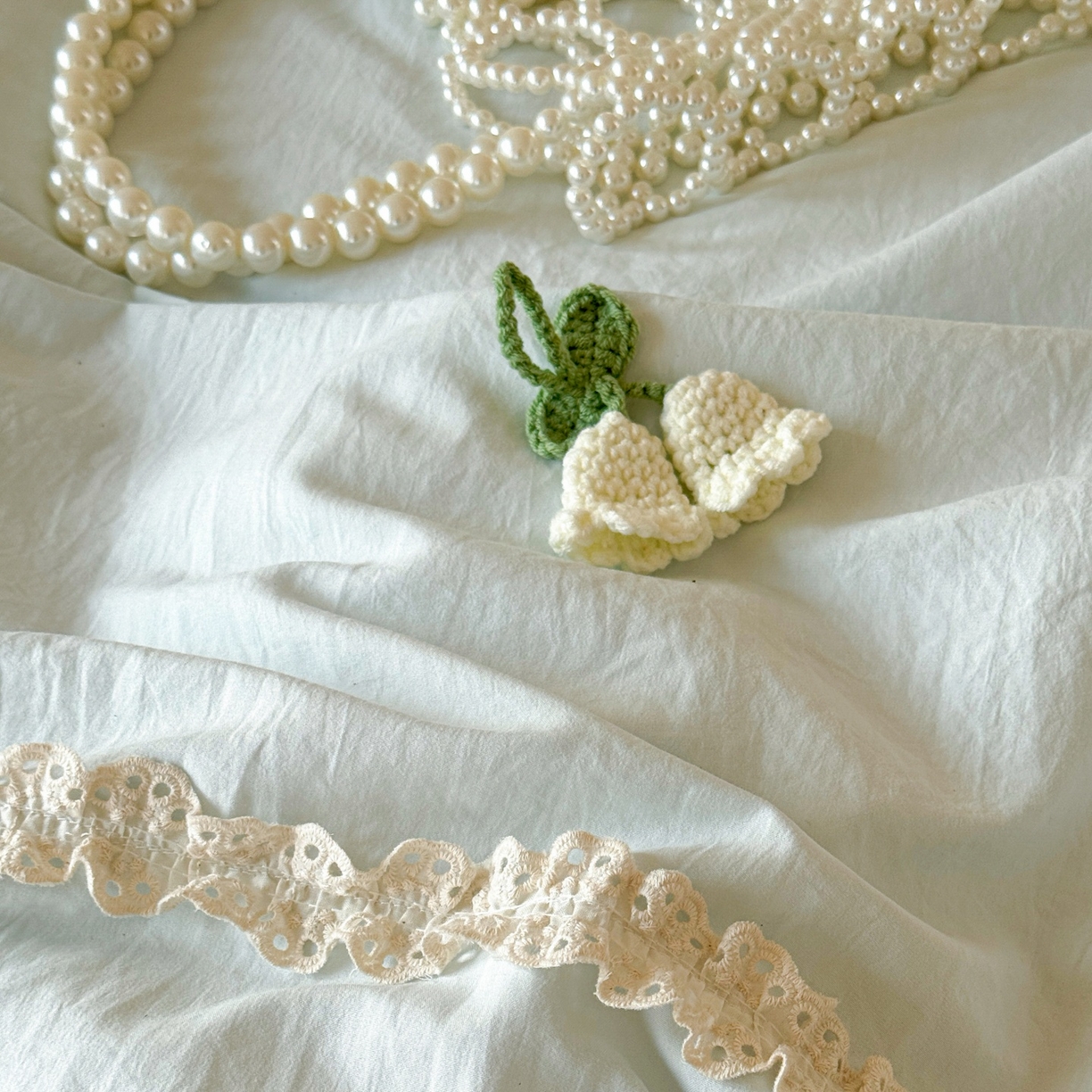 91家纺网 家纺一手货源 找家纺 庭笙 2026新款古法水洗棉感法式立体花韩版花边四件套-铃兰妙语 铃兰妙语-蓝