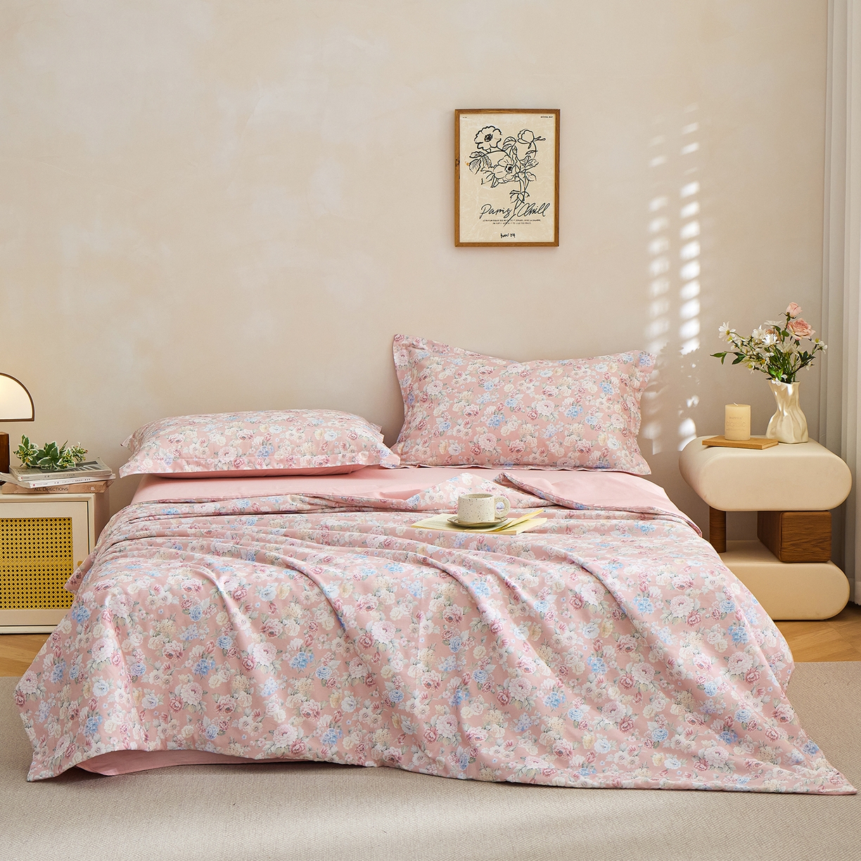 91家纺网 家纺一手货源 找家纺 元元家居（元元被业） 2026新款全棉纯棉13372印花两用夏被夏凉被空调被 朔奇