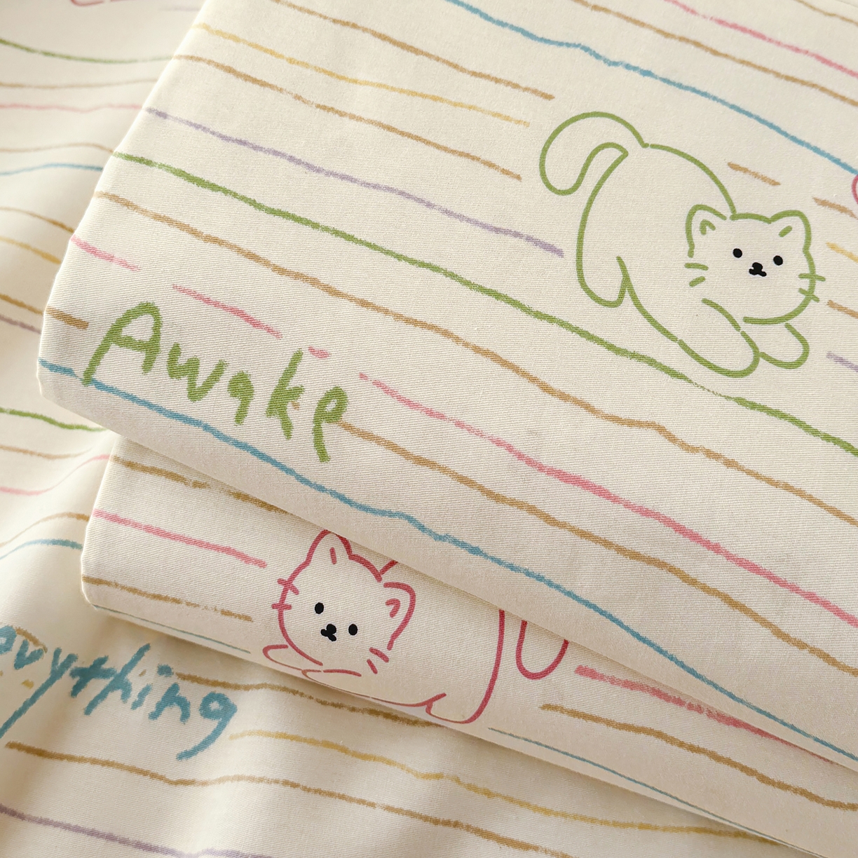 91家纺网 家纺一手货源 找家纺 壹贝家纺 2026新款全棉喷气印花床单系列 招财猫