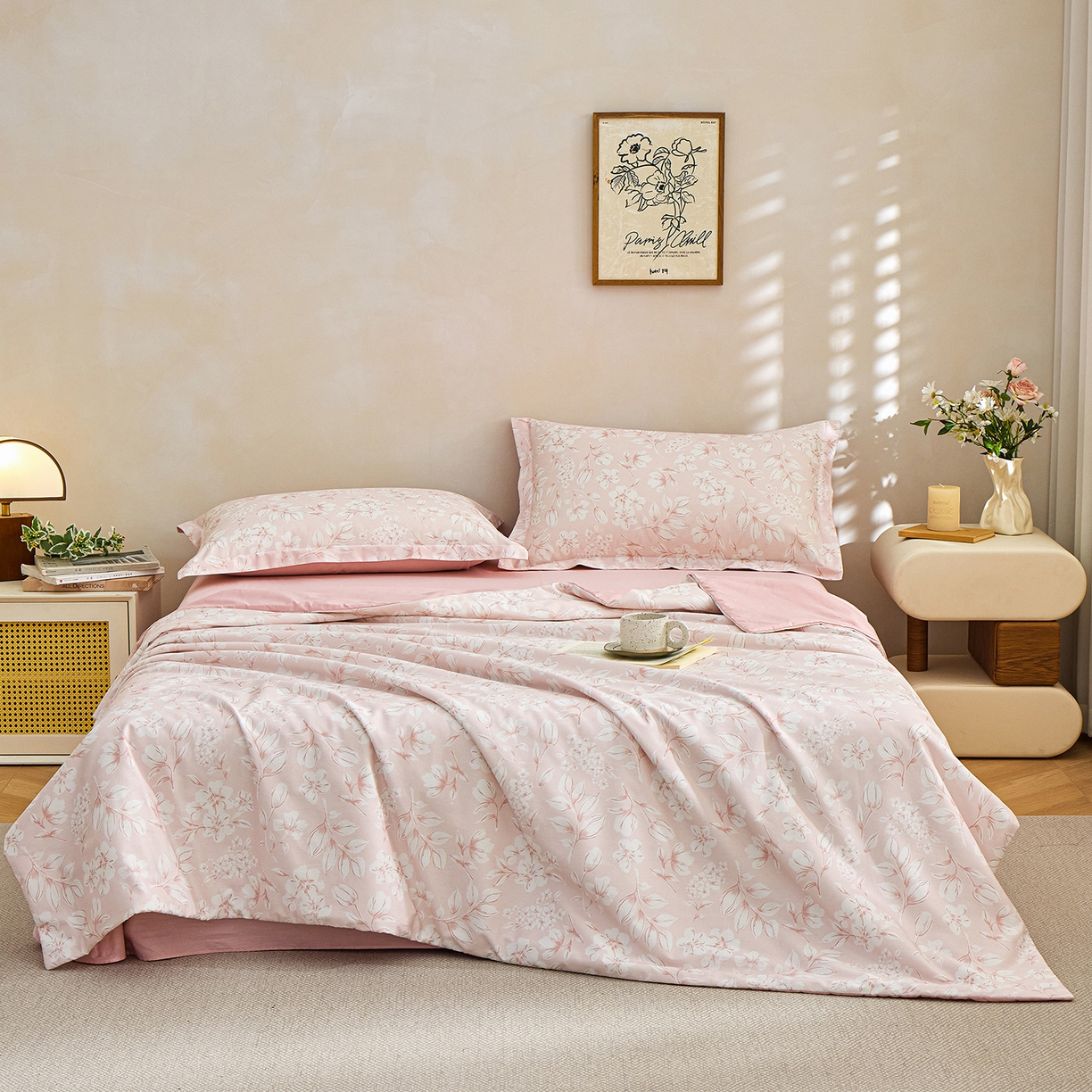 91家纺网 家纺一手货源 找家纺 元元家居（元元被业） 2026新款全棉纯棉13372印花两用夏被夏凉被空调被 婉约