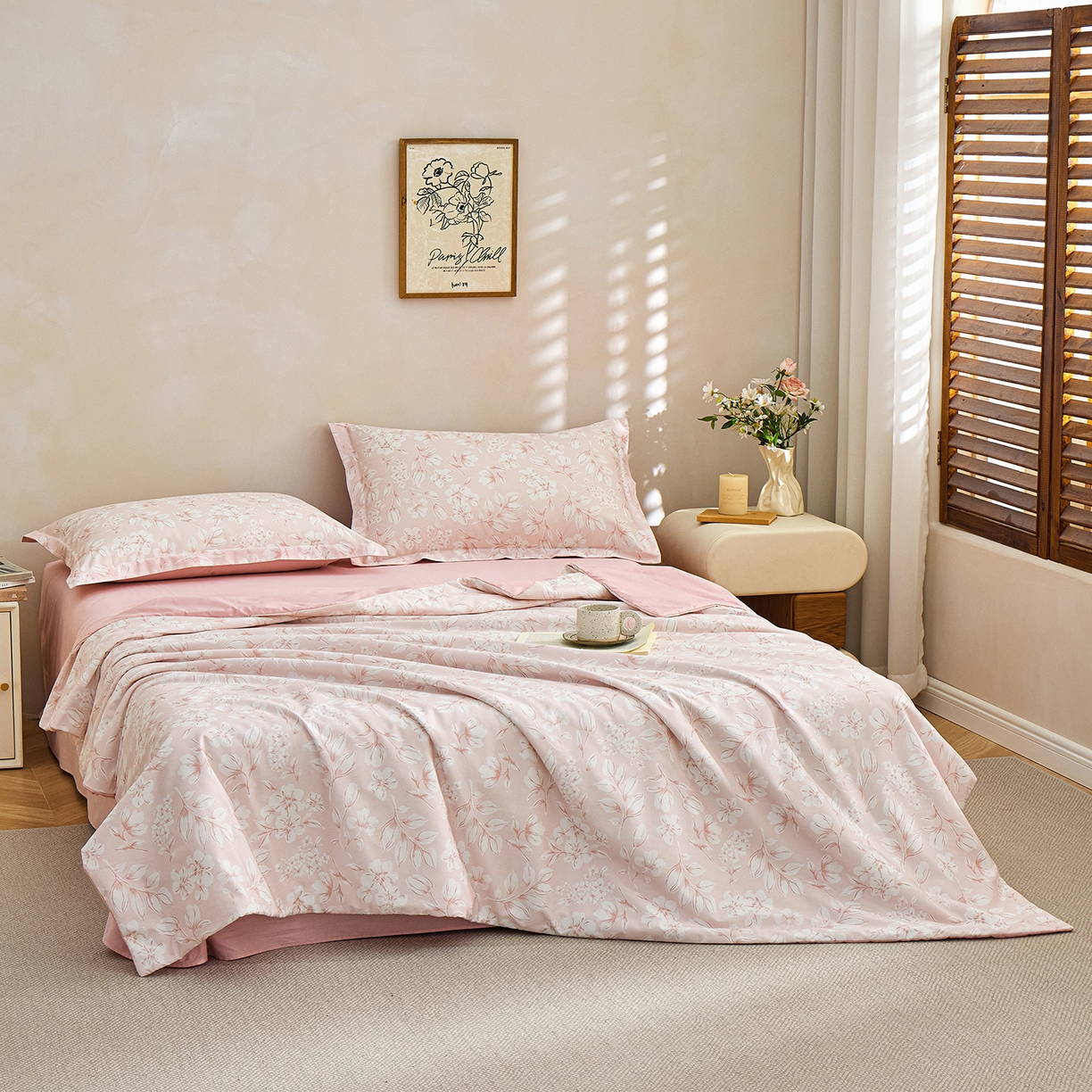 91家纺网 家纺一手货源 找家纺 元元家居（元元被业） 2026新款全棉纯棉13372印花两用夏被夏凉被空调被 婉约