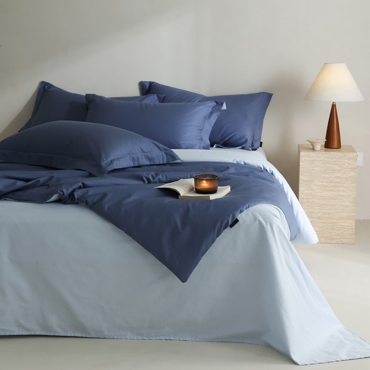 91家纺网 家纺一手货源 找家纺 （总）万盛家纺 2026新款全棉40支极简风拼色四件套（无影墙风格）