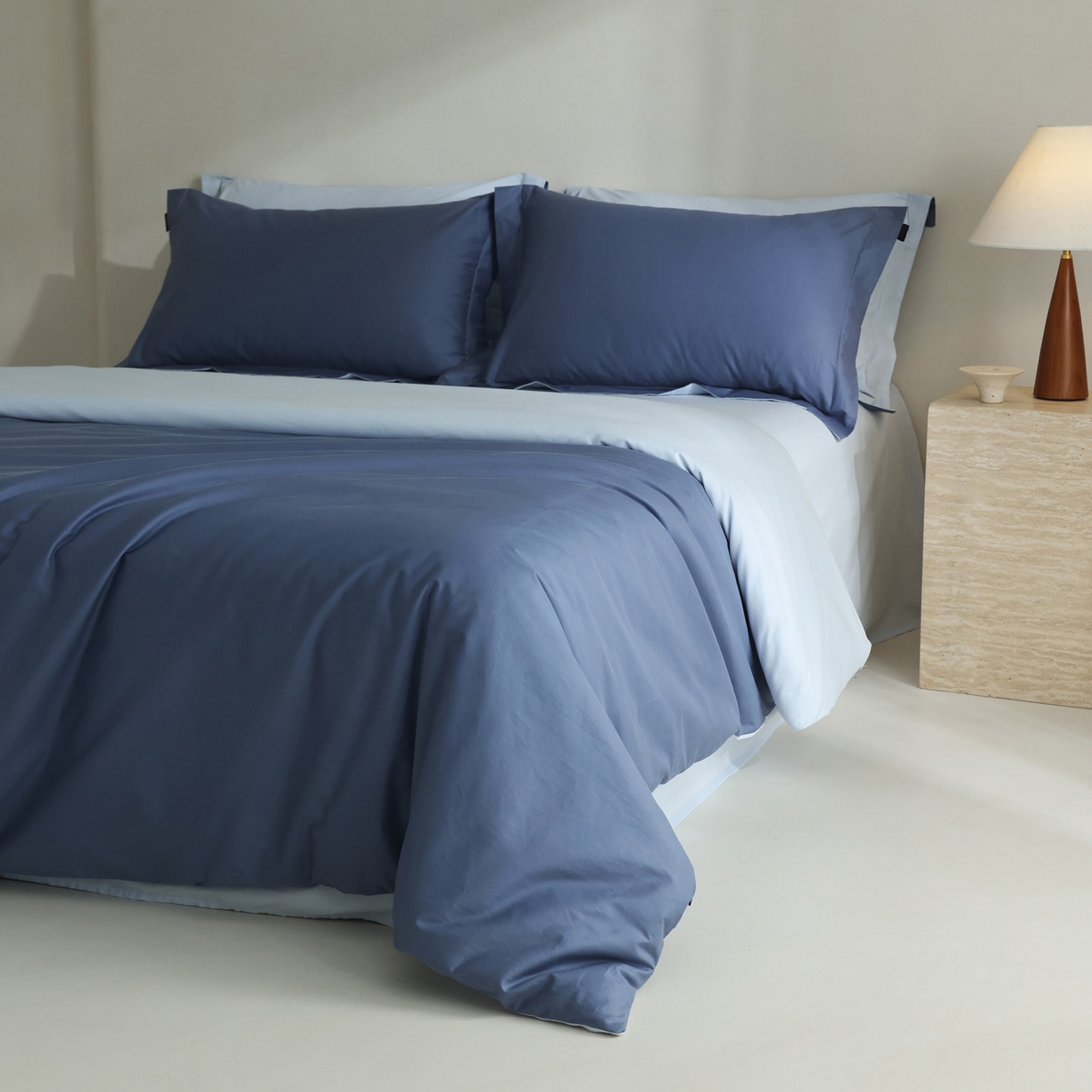 91家纺网 家纺一手货源 找家纺 （总）万盛家纺 2026新款全棉40支极简风拼色四件套（无影墙风格）