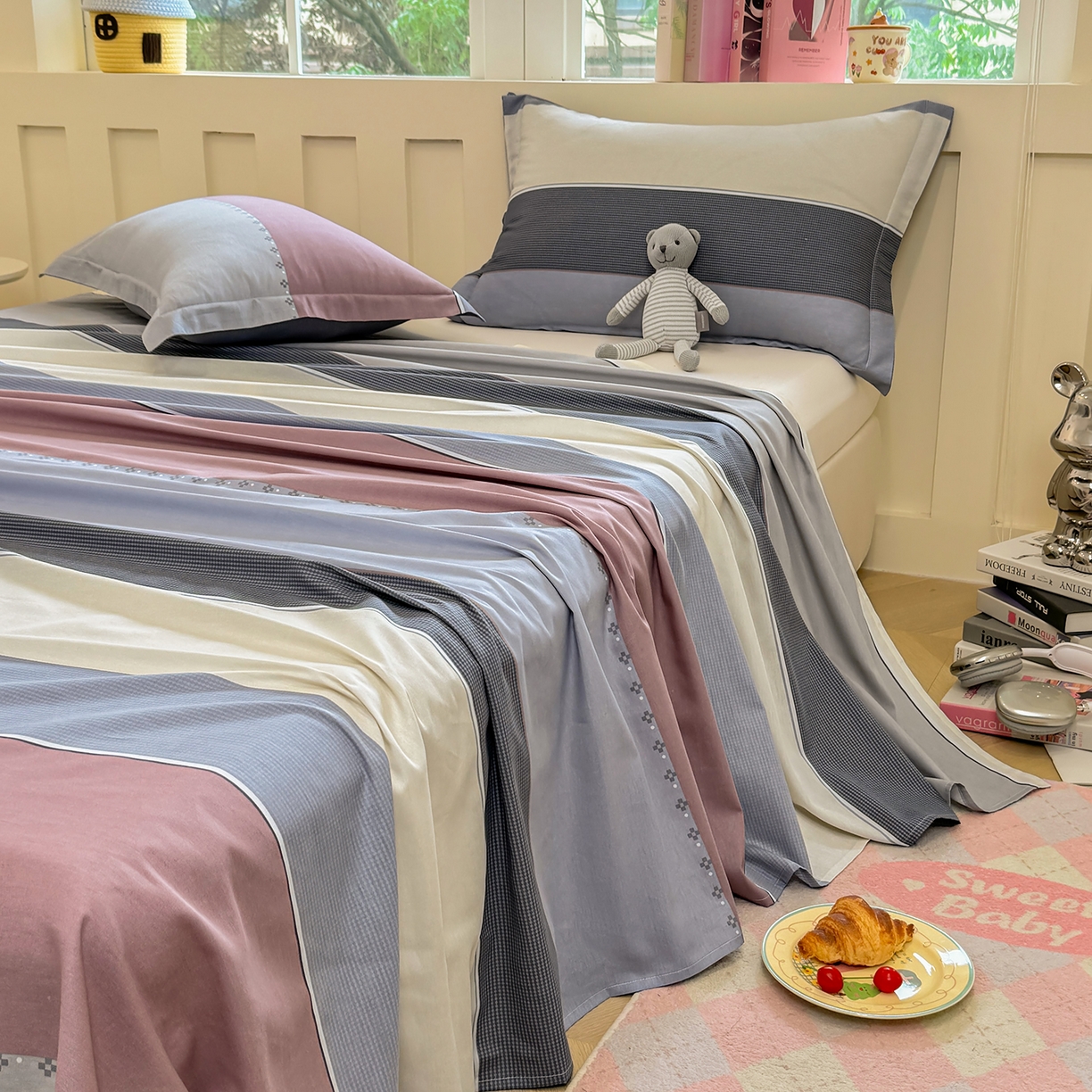 91家纺网 家纺一手货源 找家纺 壹贝家纺 2026新款全棉喷气印花床单系列 致青春