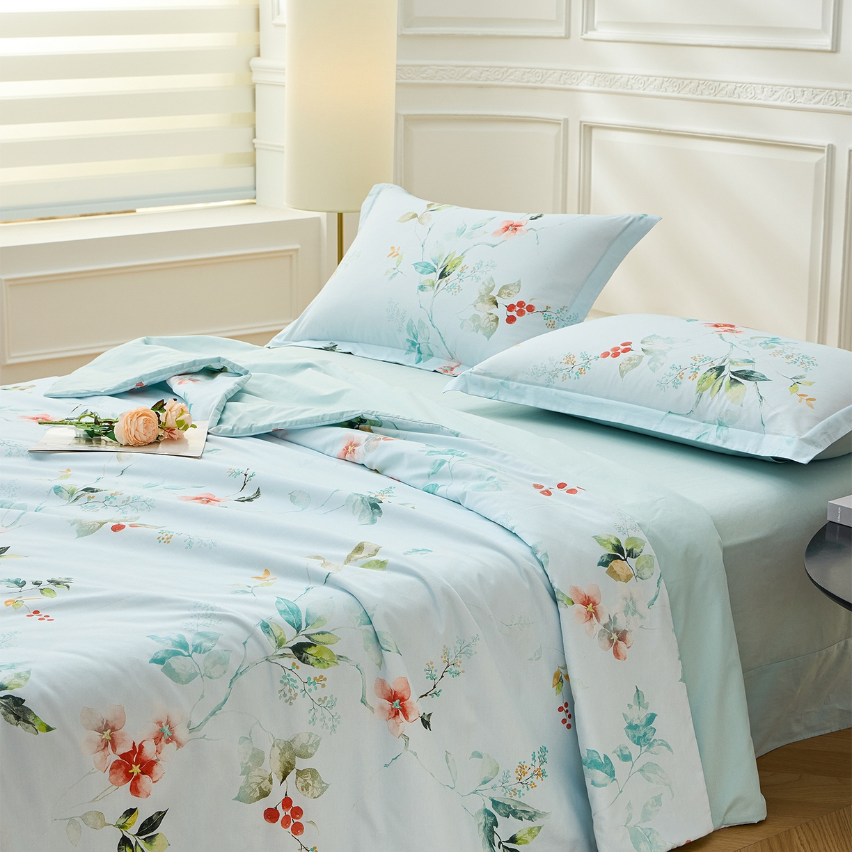 91家纺网 家纺一手货源 找家纺 元元家居（元元被业） 2026新款全棉纯棉13372印花两用夏被夏凉被空调被 有枝