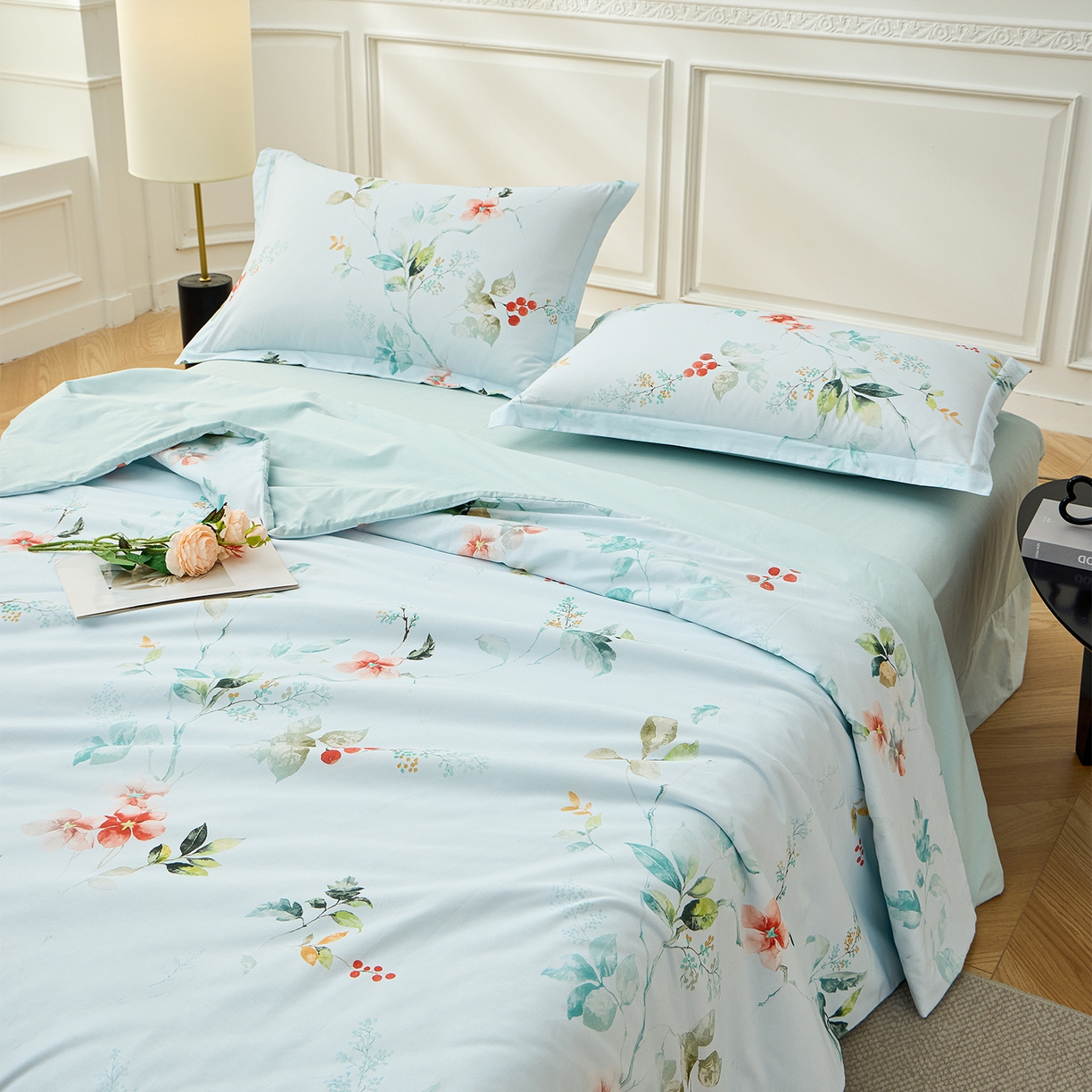 91家纺网 家纺一手货源 找家纺 元元家居（元元被业） 2026新款全棉纯棉13372印花两用夏被夏凉被空调被 有枝