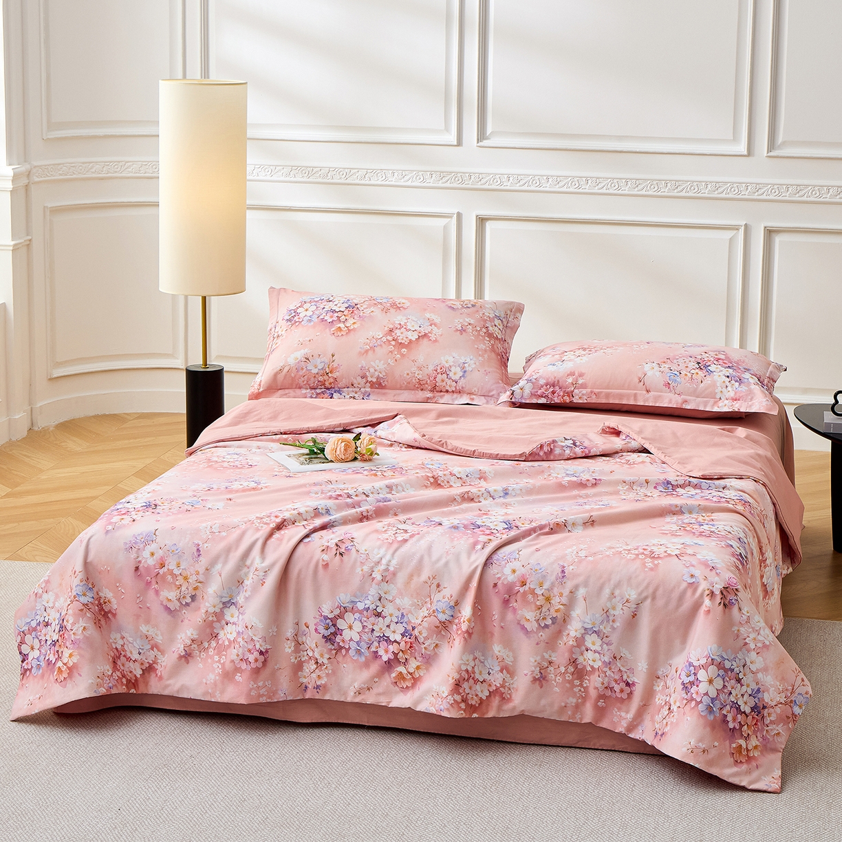 91家纺网 家纺一手货源 找家纺 元元家居（元元被业） 2026新款全棉纯棉13372印花两用夏被夏凉被空调被 月棠