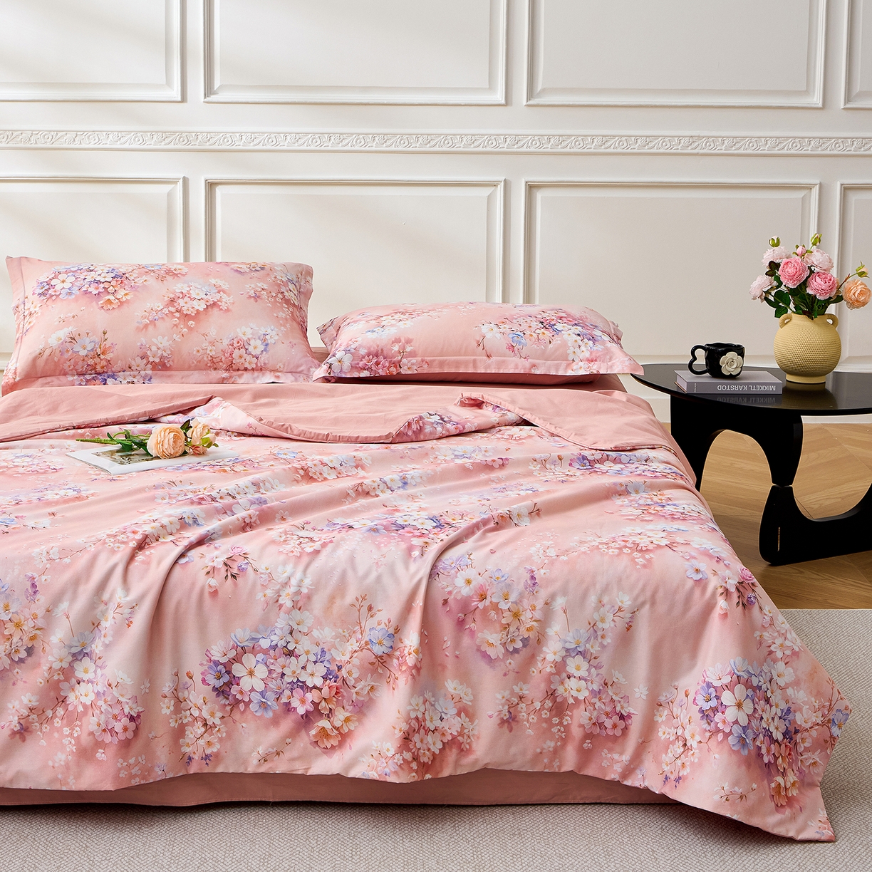 91家纺网 家纺一手货源 找家纺 元元家居（元元被业） 2026新款全棉纯棉13372印花两用夏被夏凉被空调被 月棠