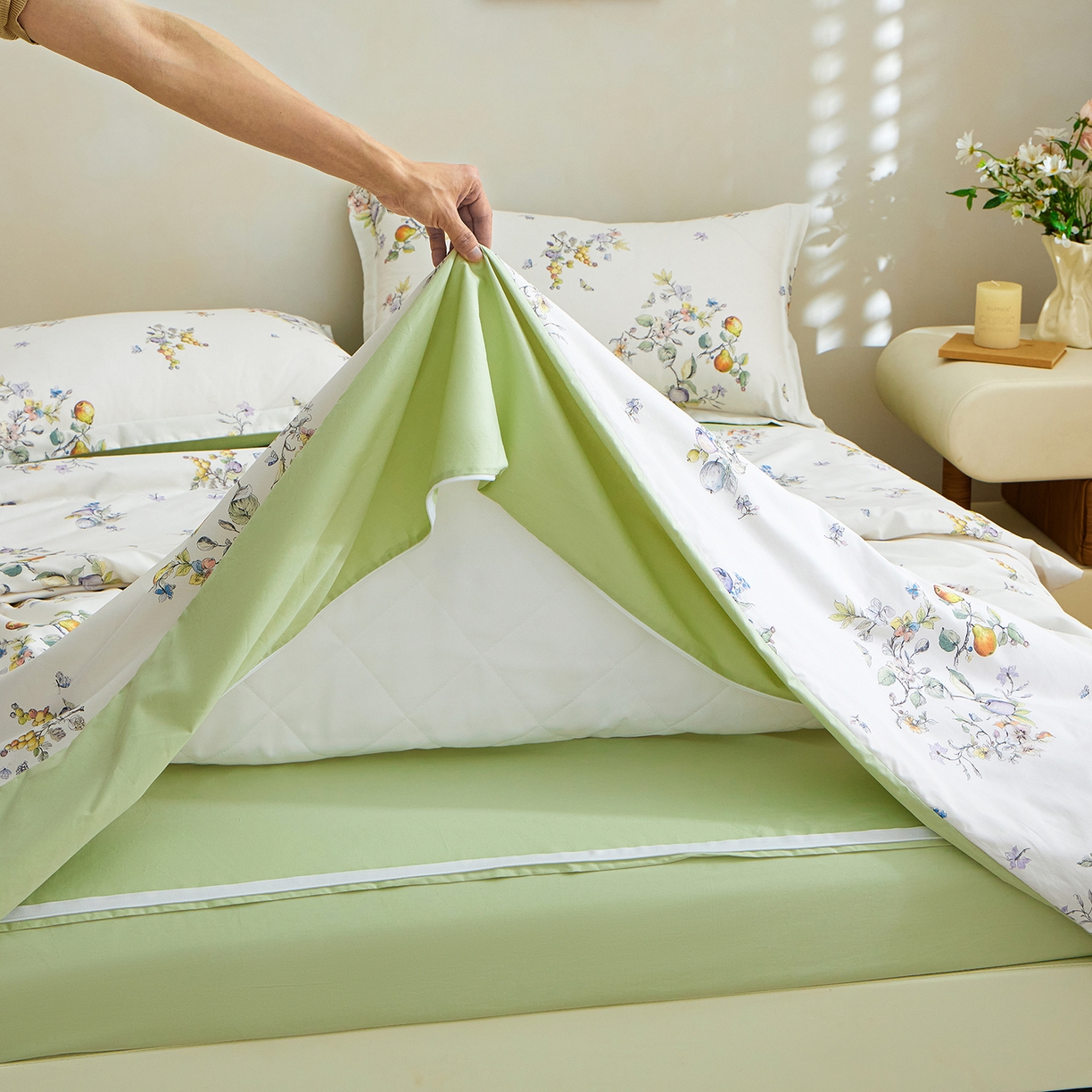 91家纺网 家纺一手货源 找家纺 元元家居（元元被业） 2026新款全棉纯棉13372印花两用夏被夏凉被空调被 知夏