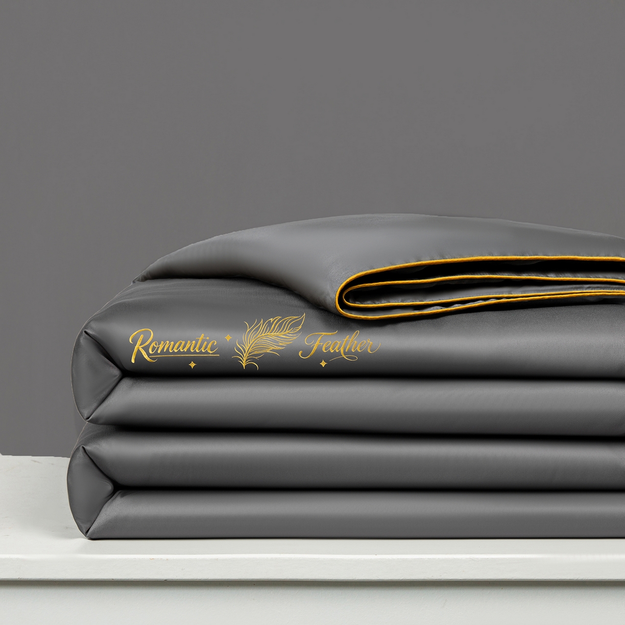 91家纺网 家纺一手货源 找家纺 欢乐季 2026新款A类水洗冰丝羽毛刺绣夏被夏凉被空调被四件套 高级灰