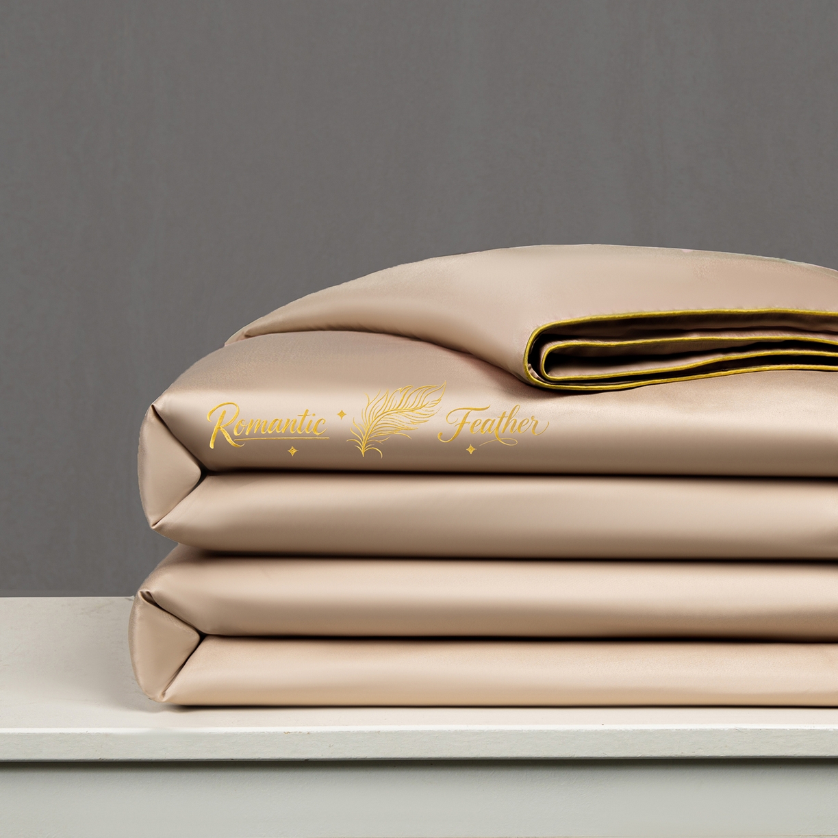 91家纺网 家纺一手货源 找家纺 欢乐季 2026新款A类水洗冰丝羽毛刺绣夏被夏凉被空调被四件套 卡其