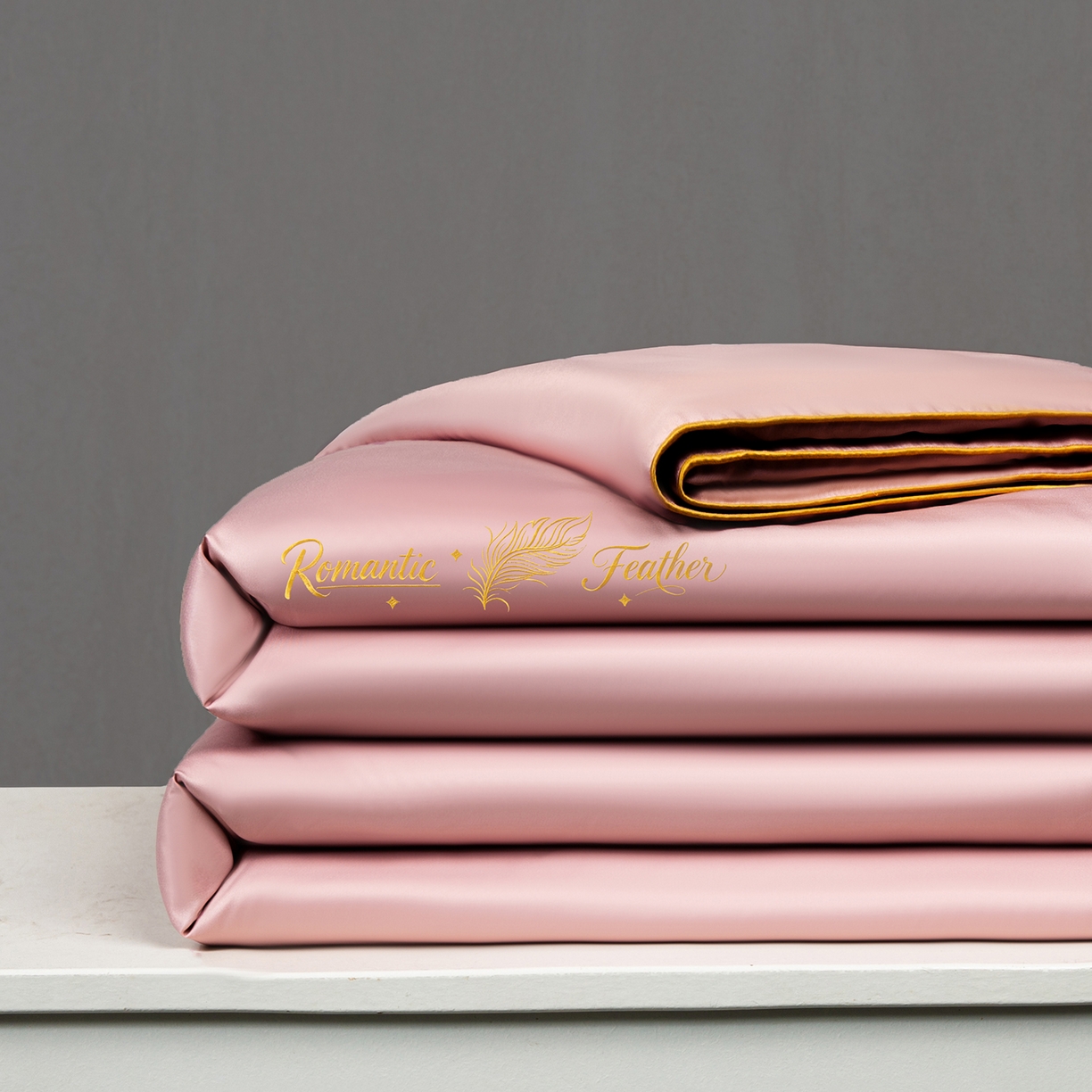 91家纺网 家纺一手货源 找家纺 欢乐季 2026新款A类水洗冰丝羽毛刺绣夏被夏凉被空调被四件套 藕粉