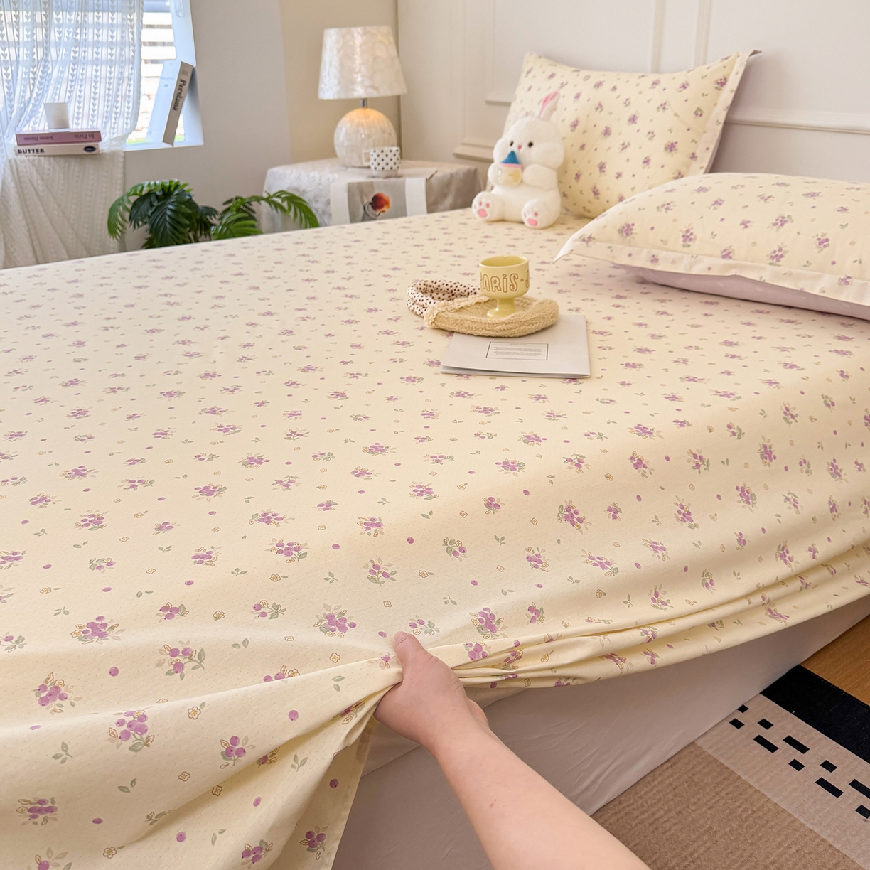 91家纺网 家纺一手货源 找家纺 壹贝家纺 2026新款全棉喷气印花床单系列 紫汀兰