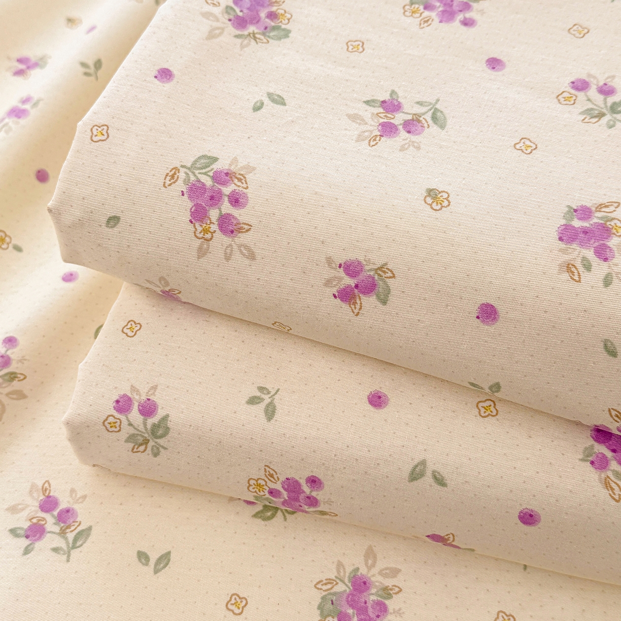 91家纺网 家纺一手货源 找家纺 壹贝家纺 2026新款全棉喷气印花床单系列 紫汀兰