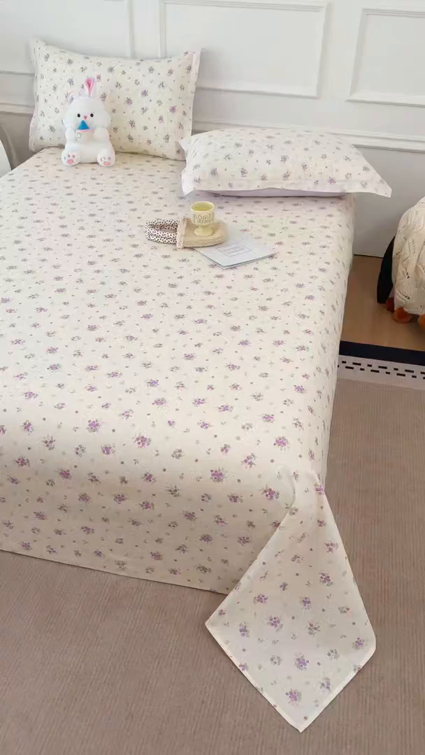 91家纺网 家纺一手货源 找家纺 壹贝家纺 2026新款全棉喷气印花床单系列 紫汀兰