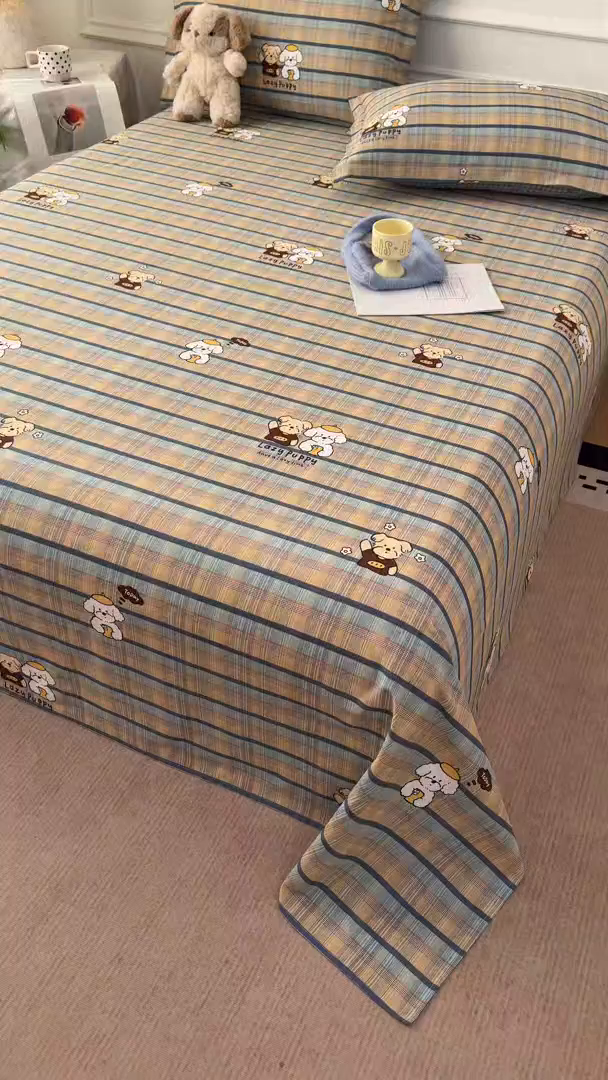 91家纺网 家纺一手货源 找家纺 壹贝家纺 2026新款全棉喷气印花床单系列 自拍小狗