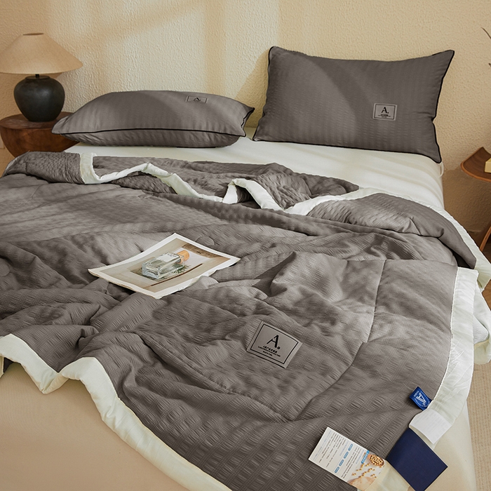 91家纺网 家纺一手货源 找家纺 欢乐季 2026新款A类提花泡泡棉超声波大豆夏被夏凉被空调被 高级灰