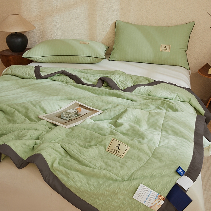 91家纺网 家纺一手货源 找家纺 欢乐季 2026新款A类提花泡泡棉超声波大豆夏被夏凉被空调被 抹茶绿