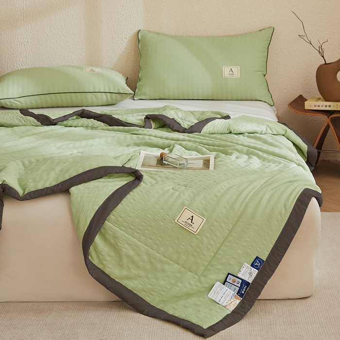 91家纺网 家纺一手货源 找家纺 欢乐季 2026新款A类提花泡泡棉超声波大豆夏被夏凉被空调被 抹茶绿