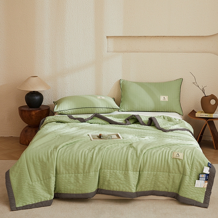 91家纺网 家纺一手货源 找家纺 欢乐季 2026新款A类提花泡泡棉超声波大豆夏被夏凉被空调被 抹茶绿