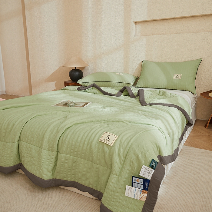 91家纺网 家纺一手货源 找家纺 欢乐季 2026新款A类提花泡泡棉超声波大豆夏被夏凉被空调被 抹茶绿