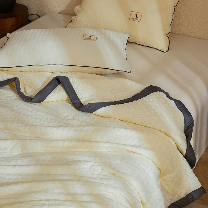 91家纺网 家纺一手货源 找家纺 欢乐季 2026新款A类提花泡泡棉超声波大豆夏被夏凉被空调被 奶油白