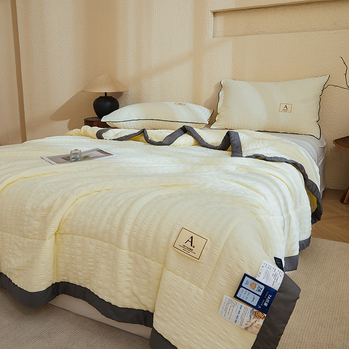 91家纺网 家纺一手货源 找家纺 欢乐季 2026新款A类提花泡泡棉超声波大豆夏被夏凉被空调被 奶油白