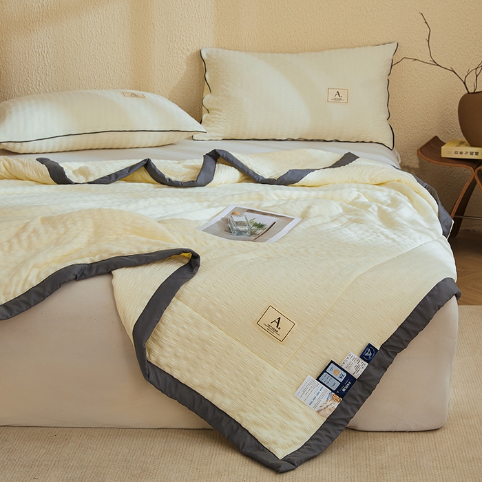 91家纺网 家纺一手货源 找家纺 欢乐季 2026新款A类提花泡泡棉超声波大豆夏被夏凉被空调被 奶油白