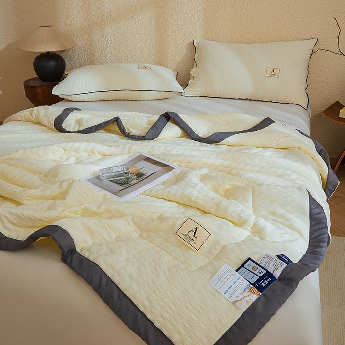 91家纺网 家纺一手货源 找家纺 欢乐季 2026新款A类提花泡泡棉超声波大豆夏被夏凉被空调被 奶油白