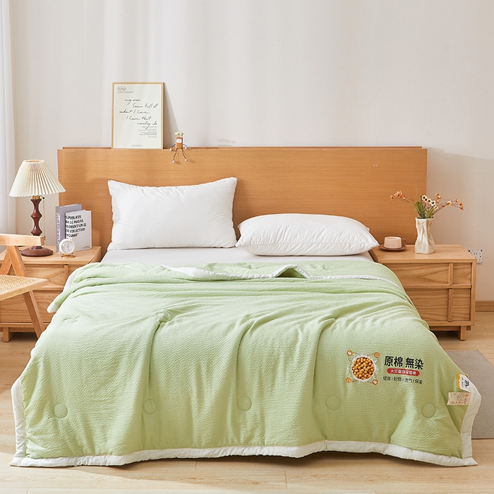 91家纺网 家纺一手货源 找家纺 欢乐季 2026新款A类提花皱皱纱超声波大豆夏被夏凉被空调被 薄荷绿