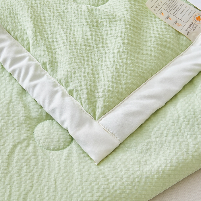 91家纺网 家纺一手货源 找家纺 欢乐季 2026新款A类提花皱皱纱超声波大豆夏被夏凉被空调被 薄荷绿