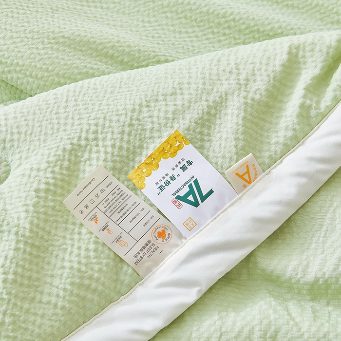91家纺网 家纺一手货源 找家纺 欢乐季 2026新款A类提花皱皱纱超声波大豆夏被夏凉被空调被 薄荷绿