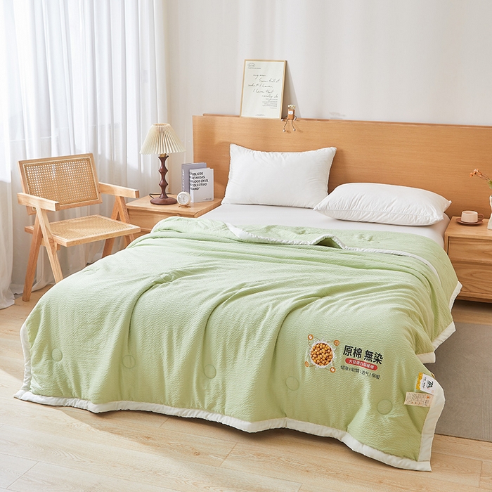 91家纺网 家纺一手货源 找家纺 欢乐季 2026新款A类提花皱皱纱超声波大豆夏被夏凉被空调被 薄荷绿