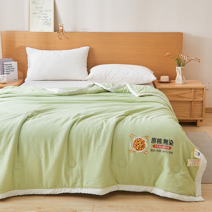 91家纺网 家纺一手货源 找家纺 欢乐季 2026新款A类提花皱皱纱超声波大豆夏被夏凉被空调被 薄荷绿