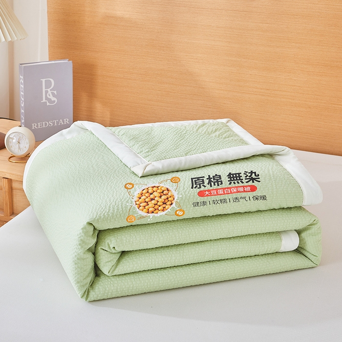 91家纺网 家纺一手货源 找家纺 欢乐季 2026新款A类提花皱皱纱超声波大豆夏被夏凉被空调被 薄荷绿